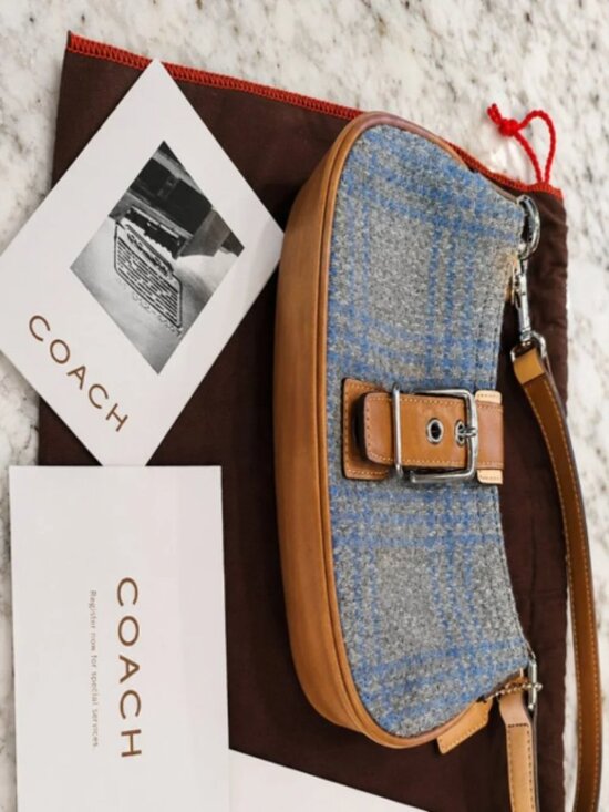 Coach Handbags - RARE VINTAGE COACH 2003 Blue & Gray Tweed Shoulder Bag – Style 7565